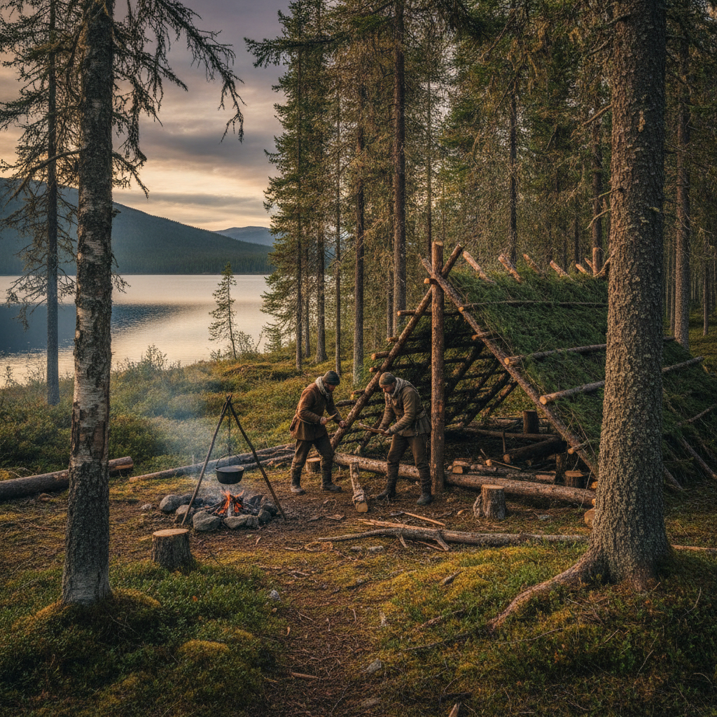 Bygga vindskydd: traditionellt hantverk i naturen
